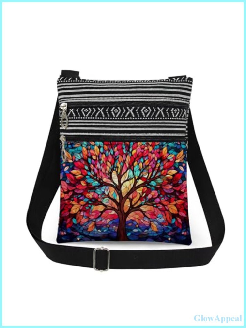 Tree of Life Crossbody Bag Polyester Messenger Adjustable Strap
